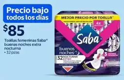 Walmart Saba toallas femeninas buenas noches extra nocturna oferta