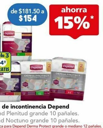 Farmacia San Pablo Depend pañal noctuno g c/10pzs oferta