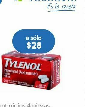 Tylenol tab 500mg caj c/10