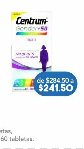 Centrum gender +50 tbl mujer c/60pzs