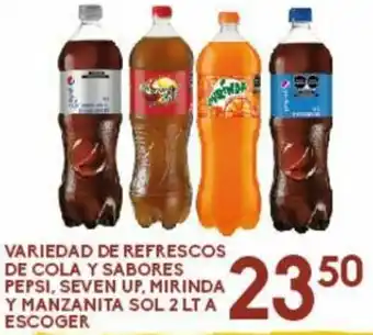 Variedad de Refrescos de Cola Y Sabores Pepsi, Seven UP, Mirinda Y Manzanita Sol 2lt A Escoger
