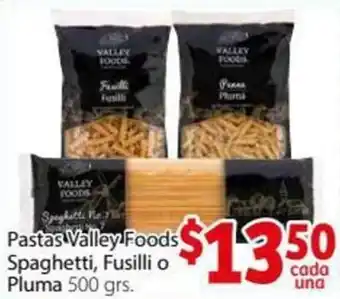 Pastas Valley Foods Spaghetti, Fusilli o Pluma 500g