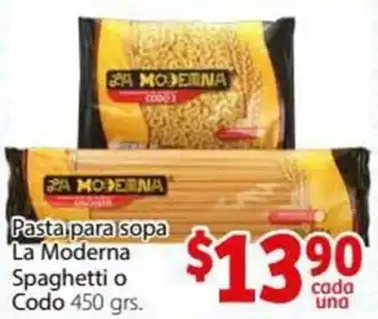 Pasta para Sopa La Moderna Spaghetti o Codo 450g