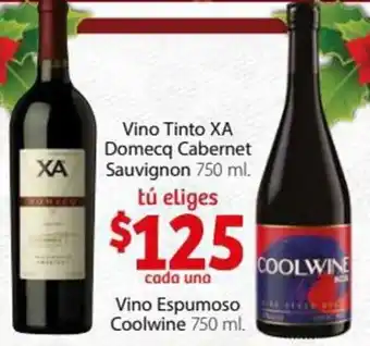 Vino Tinto XA Domecq Cabernet Sauvignon750ml/Vino Espumoso Coolwine 750ml