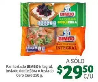 Pan Tostado Bimbo Pan Tostado Doble Fibra o Integral 250g
