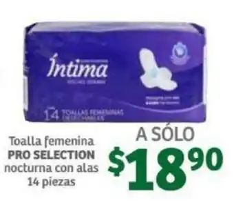 Soriana Mercado Toalla Femenina Pro Selection Nocturna con Alas 14 pzas oferta