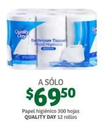 Papel Higiénico Quality Day 300 hojas 12 rollos