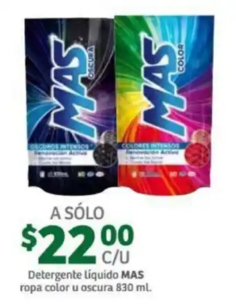Soriana Mercado Detergente Líquido Mas Ropa Color u Oscura 830ml oferta