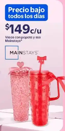 Walmart Vasos con popote y asa Mainstays oferta