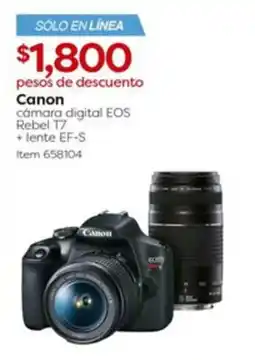 Costco Canon cámara digital EOS Rebel T7 + lente EF-S oferta