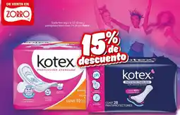 Zorro Kotex toalla fem y pantiprotectores oferta