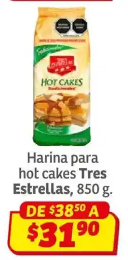 Soriana Híper Tres estrellas harina para hot cakes oferta