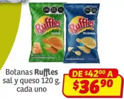 Soriana Híper Ruffles botanas sal y queso oferta