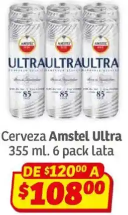 Soriana Híper Amstel ultra cerveza lata oferta