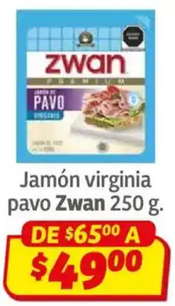 Soriana Híper Zwan jamón virginia pavo oferta