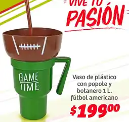 Soriana Híper Fútbol americano vaso de plástico con popote y botanero oferta