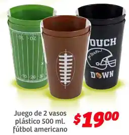 Soriana Híper Fútbol americano juego de 2 vasos plástico oferta