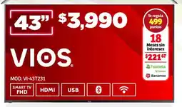 Soriana Híper Vios smart tv 43" oferta