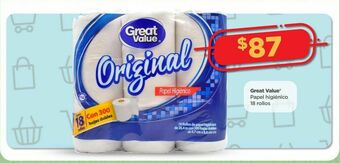 Papel higiénico great value 18 rollos