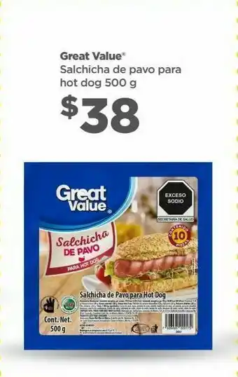 Salchichas de pavo great value hot dog 500g