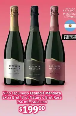Soriana Híper Estancia mendoza vino espumoso extra brut, brut nature o brut rosé oferta