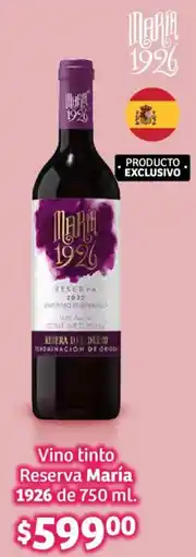 Soriana Híper María 1926 vino tinto reserva oferta