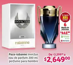 Soriana Híper Paco rabanne Invictus eau de parfum oferta