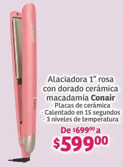 Soriana Híper Conair alaciadora 1" rosa con dorado cerámica macadamia oferta
