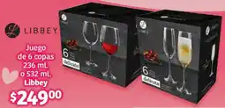 Soriana Híper Libbey juego de 6 copas oferta