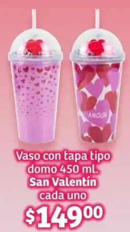 Soriana Híper San valentín vaso con tapa tipo domo oferta