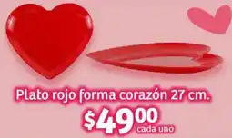 Soriana Híper Plato rojo forma corazón oferta