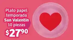 Soriana Híper San valentín plato papel temporada oferta