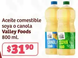 Soriana Híper Valley foods aceite comestible soya o canola oferta