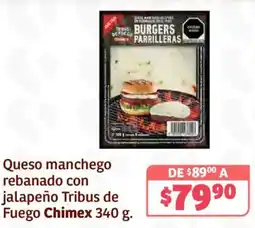 Soriana Híper Chimex queso manchego rebanado con jalapeño tribus de fuego oferta