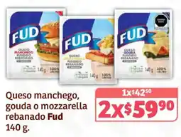 Soriana Híper Fud queso manchego, gouda o mozzarella rebanado oferta