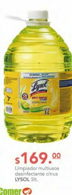 La Comer Desinfectante lysol oferta