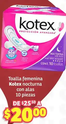 Soriana Híper Kotex nocturna toalla femenina oferta