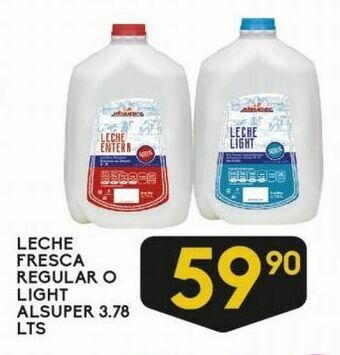 Alsuper Leche fresca regular o light alsuper 3.78l oferta
