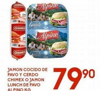 Alsuper Jamón cocido de pavo y cerdo chimex kg oferta