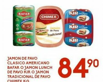 Alsuper Jamón de pavo clasico americano bafar kg oferta