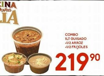 Alsuper Combo 1lt guisado, 1/2 arroz + 1/2 frijoles oferta