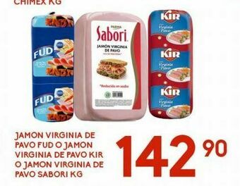Alsuper Jamón virginia de pavo fud o kir kg oferta
