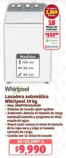 Soriana Híper Whirlpool lavadora automática oferta