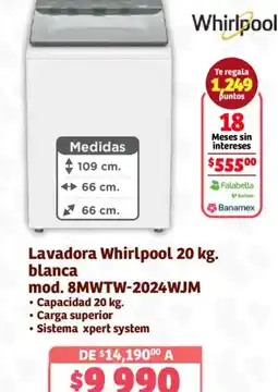 Soriana Híper Whirlpool lavadora oferta