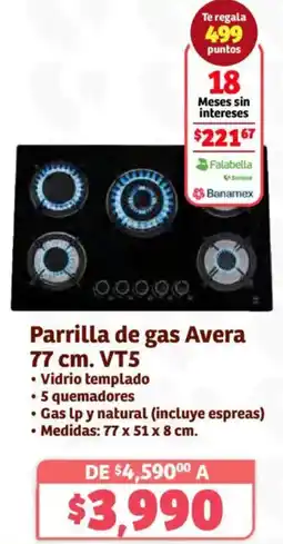 Soriana Híper Avera parrilla de gas oferta