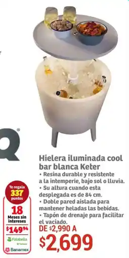 Soriana Híper Keter hielera iluminada cool bar blanca oferta