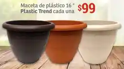 Soriana Híper Plastic trend maceta de plástico 16" oferta