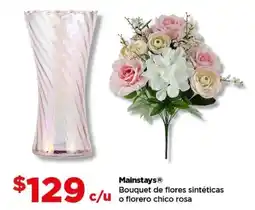Bodega Aurrerá Mainstays bouquet de flores sintéticas o florero chico rosa oferta