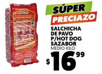 Merco SAlchicha de Pavo p/Hot Dog Sazabot oferta