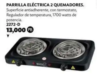 Parrilla Eléctrica 2 Quemadores 2272-D